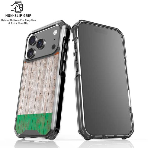 Ireland Flag Dark Wood iPhone 17 Pro Max Clear Case